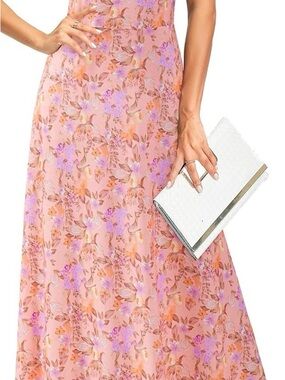 Pink Floral Halter Maxi Dress